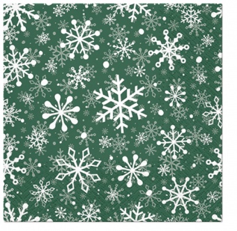 Pl Serwetki Chrustmas Snowflakes Green