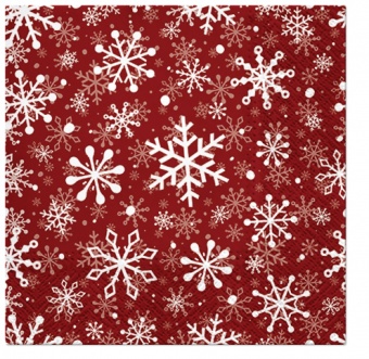 Pl Serwetki Christmas Snowflakes Red